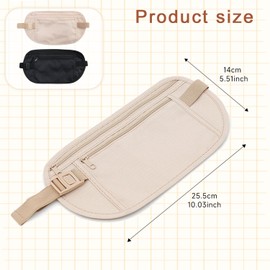 Travel Money Belt, Hidden Bum Bags Fanny Pack Under Clothes, Anti-Theft Waist Pack with RFID Blocking for Travel, Biking, Hiking, Walking, Running