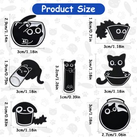 FIHODONE Pack of 7 Pins Black Cat Pin Cute Pin Badge Playful Cats Animal Pin Enamel Pins Set for Women and Girls, Black Cat Enamel Lapel Pins, Zinc alloy