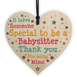 RED OCEAN Babysitter Childminder Thank You Gift Present Wooden Heart Sign Nursery Leaving Baby Gifts
