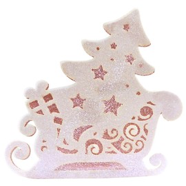 Crystal Candy Wafer-Paper Edible Christmas Sleigh, Pack of 7 Rose Gold