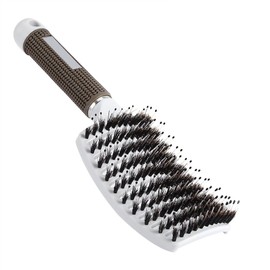 Cepillo de Cerdas, Peine de Masaje, Cepillo Antiestático para Alisar el Cabello, Cepillo Grueso y Largo para Desenredar Rizado para Hombres y Mujeres, Uso en el Salón del Hogar (Blanco)