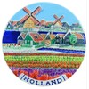 Souvenir Magnet Holland 1 x 7.5 cm Diameter Tulips Windmill