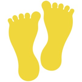 LiteMark Removable Barefoot Footprint Stickers – Large 9-Inch Yellow Vinyl Decals – Matte Finish, Easy Peel & Stick – Pack of 4 Pairs – Event & Floor Directional Markers