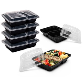 Efforias [40 Pack, 32oz] 2 Compartment Plastic Meal Prep Containers - Reusable BPA Free Food Containers with Airtight Lids - Microwavable, Freezer and Dishwasher Safe