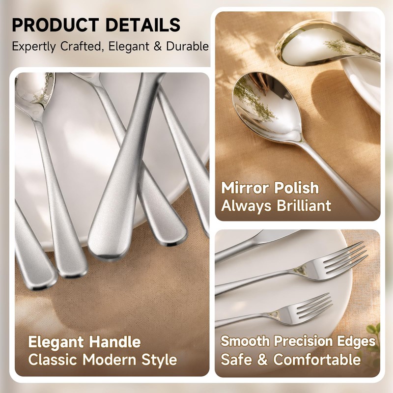 20 Piece Silverware Set for 4, Stainless Steel Flatware Utensil