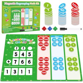 Regrouping Base Ten Place Value, Addition and Subtraction Math Manipulatives Place Value Chart Magnetic Dry Erase Board 1st 2nd 3rd 4th Grade Classroom Must Haves Homeschool Supplies