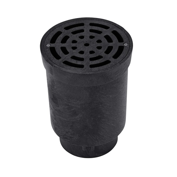 NDS FWSD69 6-Inch Round Surface Drain Inlet with Plastic Grate for Flo Stormwater Dry Well System, Pack of 1, Black