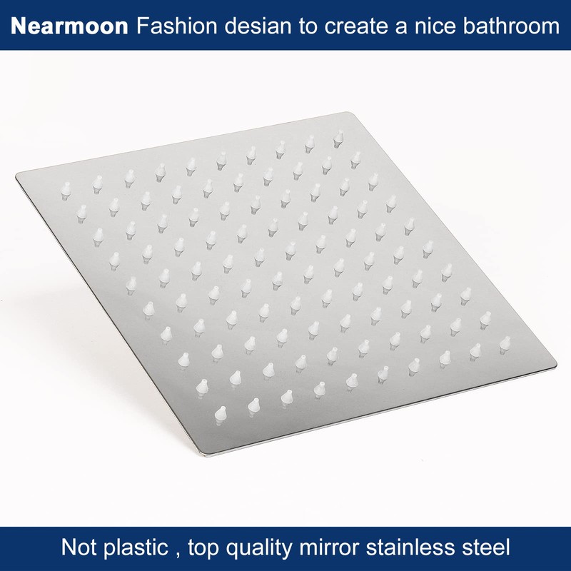 NearMoon Rain Shower Head With Shower Arm, Ceiling Mount Square