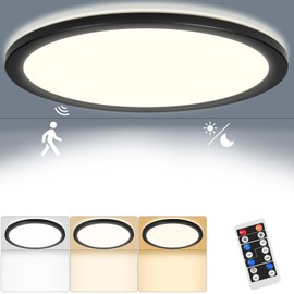 RDGOOD Sensor LED Ceiling Light Dimmable with Motion Sensor, 24 W 2400 LM Radar Sensor LED Ceiling Light, 3000 K/4500 K/6500 K Dimmable Sensor Lamp for Bathroom, Garage, Basement, Hallway, Balcony,