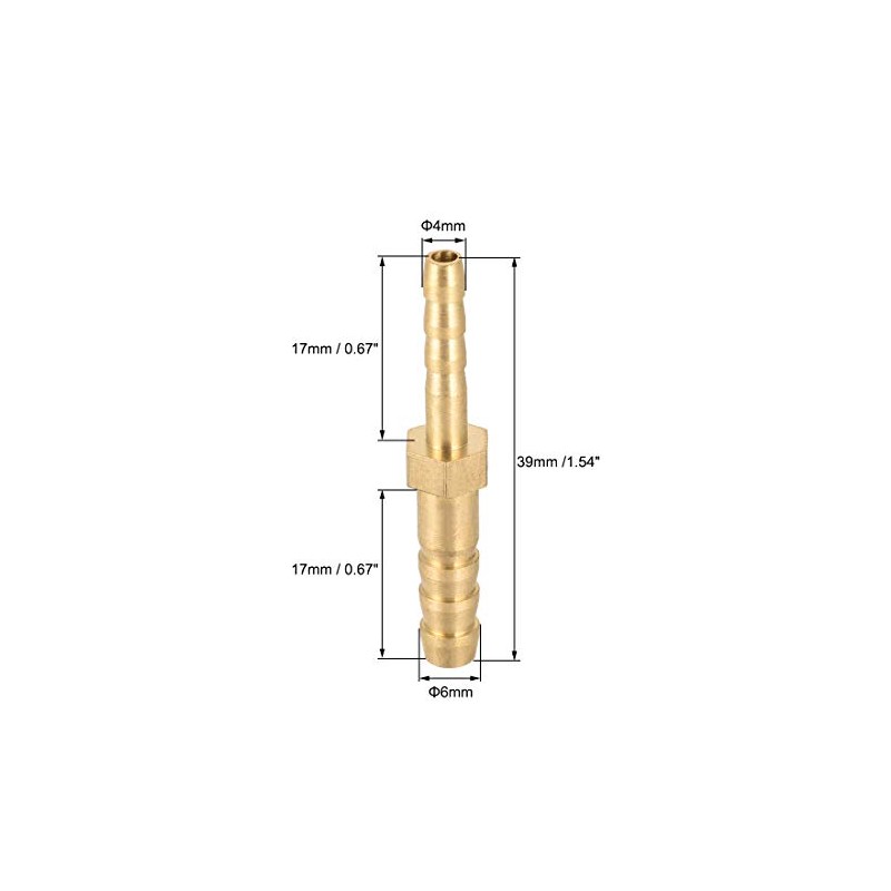 sourcing map Straight Brass Barb Fitting Reducer, Fit Hose ID