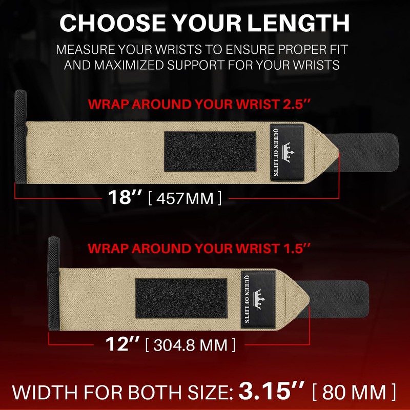 TECEUM Weightlifting Wrist Wraps with Thumb Loop – Beige –