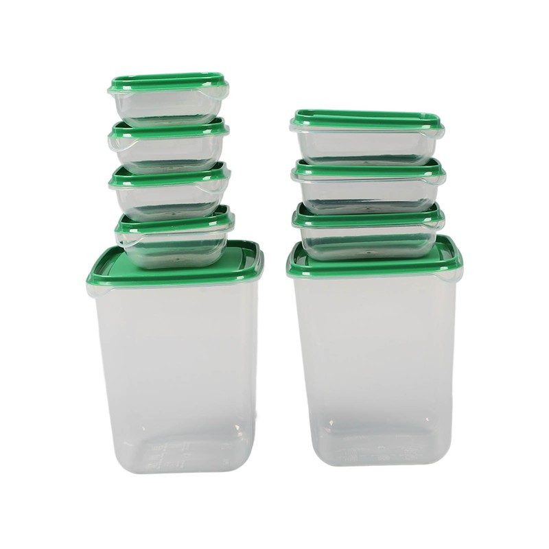 17PCS Food Container Green Fridge Bins Food Grade Plastic Leakage