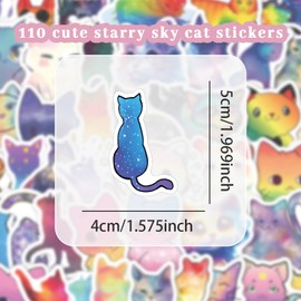 TELAIN Pack of 110 Cute Cat Stickers - Kawaii Decoration for Children, Party Gifts for Girls, Boys, Women and Men, Waterproof Stickers for Drinking Bottles