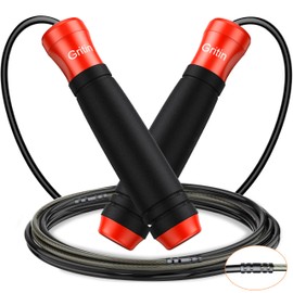Gritin Skipping Rope, Speed Rope Adjustable with Non-Slip & Ergonomic Handles, 3 Metre Length Adjustable Rope with Scale Marking, for Fitness & Endurance & Skipping Rope, Includes Length Adjuster