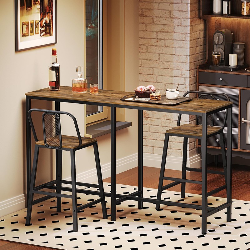YATINEY 55" Long Bar Table, Counter Bar Height Table, High
