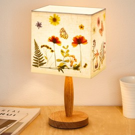 Hortsun Pressed Floral Lamp Floral Bedside Lamp Vintage Flower Desk Lamp for Bedroom Living Room, Dorm, Home, Office Decor(1 Pcs, Square Style)