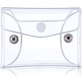 HINZIC Transparent Makeup Bag, Small Waterproof PVC Cosmetic Pouch Case, Multifunctional Clear Travel Organizer with Snap Closure for Lipstick Facial Cleanser Shampoo Stationery Storage