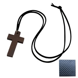 Wooden Cross Necklace for Men,Wooden Religious Pendant Jewelry,Natural Walnut Wood Christian Cross on Cord for Men & Women