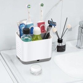 PARKMANI Toothbrush Holders for Bathrooms, Kids Electric Toothbrush and Toothpaste Holder, 4 Slots Tooth Brushing Holder for Bathroom Countertop Organizer and Storage, Bathroom Accessories (Grey)