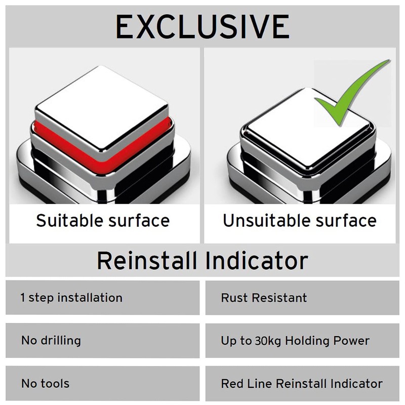 Pushloc Wall Mounted Double Edge Suction Towel Rail, Chrome, No