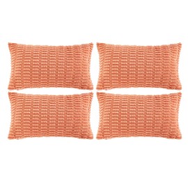 Fancy Homi - Paquete de 4 fundas de almohada decorativas de coral bohemio de 12 x 24 pulgadas para sala de estar, sofá, cama, sofá y cama rústico, moderno, decoración del hogar, suave felpa de pana,