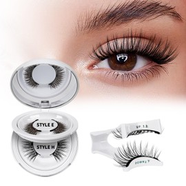 Natürliche magnetische Wimpern, wiederverwendbare magnetische falsche Wimpern mit Applikator, kein magnetischer Wimpernkleber erforderlich, einfach anzubringen und zu entfernen (2 Paar-E+H)