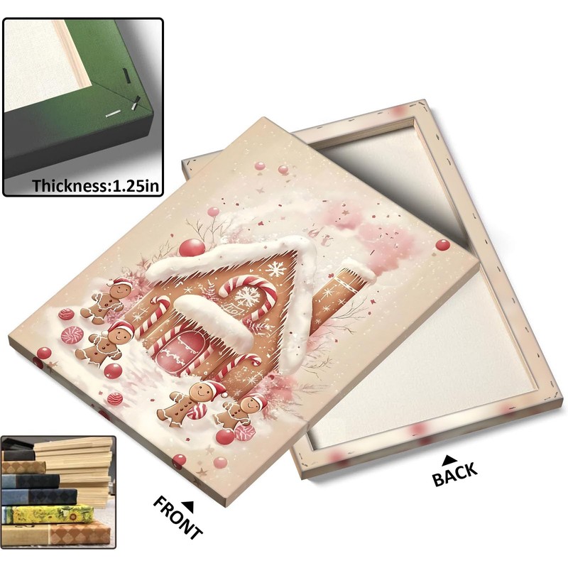 Christmas Gingerbread House Canvas Wall Art Decor - 8X10 inch