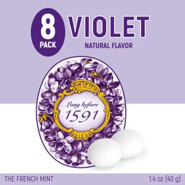 Les Anis de Flavigny Candy Mints, The French Mints, Vegan, Non-GMO, Made in France, Violet Flavor, 40g Box, 8-Pack
