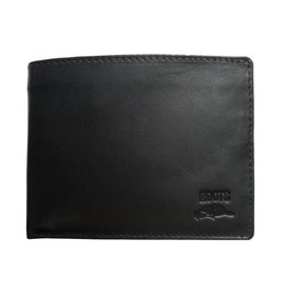 Roots Men's Slimfold Leather 3-Way Zip-Around RFID Secured Bifold Wallet with 5 Card Slots and Gusset Coin Pocket, Clear Id Window - Travel Passcase, Black
