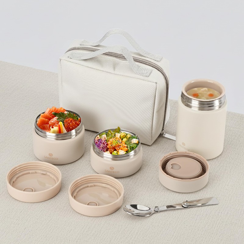 SANTECO Vacuum Insulated Soup Jar Set (Cream)