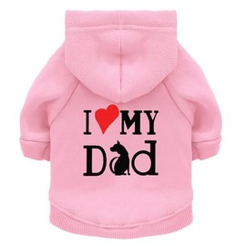 Izefia Dog Hoodie Dog Hoodies for Small Dogs Clothes I Love My Dad Fleece Sweater Winter Sweat Shirt Warm Cotton Dog Hoodie for Small Dog Cat Dad Pink L