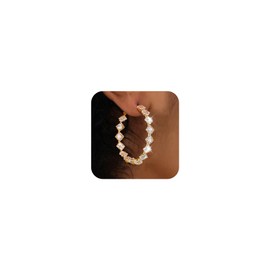 Crystal Hoop Earrings for Women Silver Large Hoops Earrings Gold Cubic Zirconia Earrings for Women Party Dance Fashion Hypoallergenic Jewelry Gift for Her Sparkly Hoops With Crystals for Womens