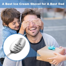 Christmas Gifts for Dad,Ice Cream Shovel Spoon for Men Stocking Stuffers Gift,Clear Engraved Inscription THE BEST DAD'S ICE CREAM SHOVEL Funny Gift for Dads Fathers Day Birthday from Daughter Son