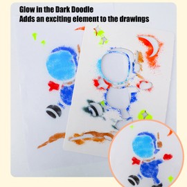 Kids Blow Pens, Blow Airbrush Pen 8 Templates Rich Color Fluorescent Colouring for Preschool (Ocean Type)