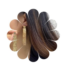 Allereya Vintage Hammered Bar Drop Earrings Wide Bar Dangle Earrings Gold Long Square Earrings Matte Bar Earrings Jewellery for Women and Girls, Zinc