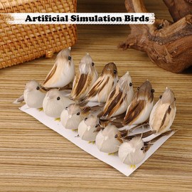 Attuslla 12 PCS Artificial Simulation Birds Fake Birds Mini Bird Decorative Artificial Feather Birds for Bird Model Crafts, Home Ornaments Garden Wedding Decoration