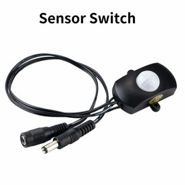 Clearhill 2Packs 5-24V Motion Sensor Switch with 5521DC Male and Female Connector(Black),Automatic Sensor Switch for Indoor DIY LED Lighting,Such as Kitchen,Cloakroom,etc.