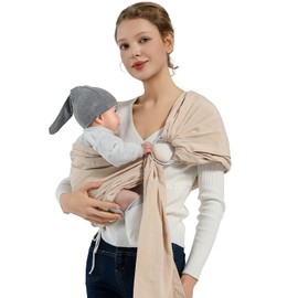 MISSWISDOM Baby Ring Sling Baby Carrier Newborn to Toddler, Ring Baby Carrier Sling, Toddler Carrier Toddler Sling, Baby Wraps Carriers, Baby Sling Carriers, Cream