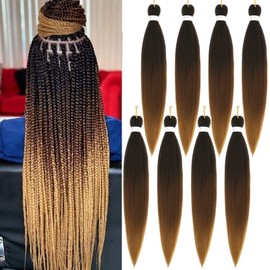 Pre Stretched Braiding Hair - 26 Inch Soft Yaki Texture 8 Packs Crochet Hair Extensions Braids for Black Women (26 Inch, 8 Packs, 1B/30/27)
