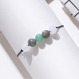 Kvekstio New Beginnings Crystal Bracelet for Women, 8mm Beads New Chapter Gift - Moonstone, Labradorite, Green Aventurine for Growth, Clarity, Good Luck, Get Well Gifts, New Job, New Adventure