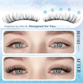 Spider Lash Clusters Fluffy Eyelash Extensions Wispy Individual Lashes Natural Cluster Lashes with D Curl 8-16MM Cluster Eyelash Extensions for Kylie & Kim K Vibes