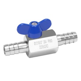 DERNORD 1/2" Hose Barb Ball Valve SS304 Mini Shut Off Ball Valve for Water Gas Fuel Drip Irrigation and Aquariums (Pack of 1)