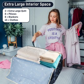 Fentar Pack of 2 Large Storage Bags, 105 L Storage Bag with Zip, 600D Oxford Storage Bag with Handle, Waterproof Moving Bags, Storage Bag for Duvets and Bedding