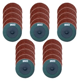 WA 25PACK - 2" Roll Lock Quick Change 120# Resin Fiber Sanding & Grinding Discs, for Die Grinder, Surface Preparation Grinding Polishing Finishing Burring, Rust Paint Removal, Type R Male (GRIT 120)