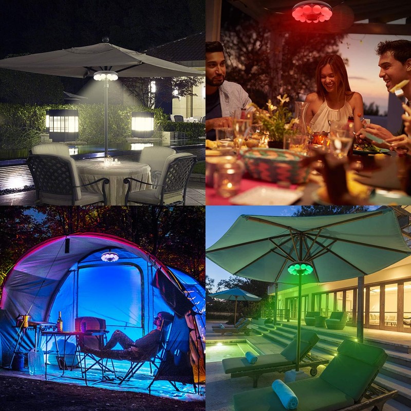 LUXSWAY Patio Umbrella Lights Battery Operated,12 Color Changing Outdoor Umbrella