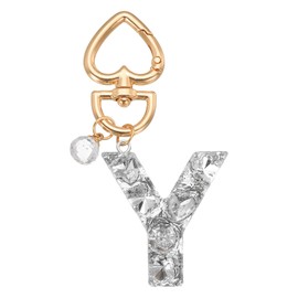 [PATIKIL] Alphabet Initial Letter Key Chain Cute Heart Criss Keychain Car Key Ring Letter Y Pendant Decoration Key Chain Key Wallet Purse Handbag Backpack Silver