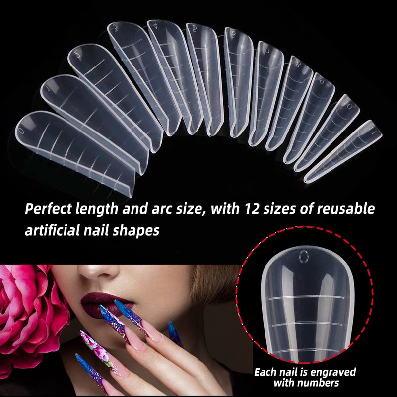 120 Pieces Clear Dual Nail System Shape Mould Acrylic Stiletto