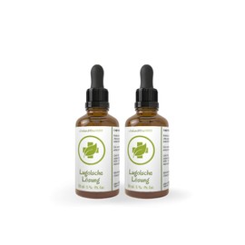 2 x 50 ml Lugolsche Solution 5% Pharmacopoeia Quality (Ph. Eur.) Made in Germany in Brown Glass with High-Quality Pipette Tested According to the European Pharmacopoeia - According to Original Formula