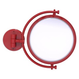 Allied Brass WM-4/2X-FER 8 Inch Wall Mounted Make-Up Mirror 2X Magnification, Fire Engine Red