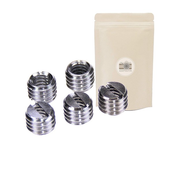5x 1/4 inch and 3/8 inch screw adaptor kit for